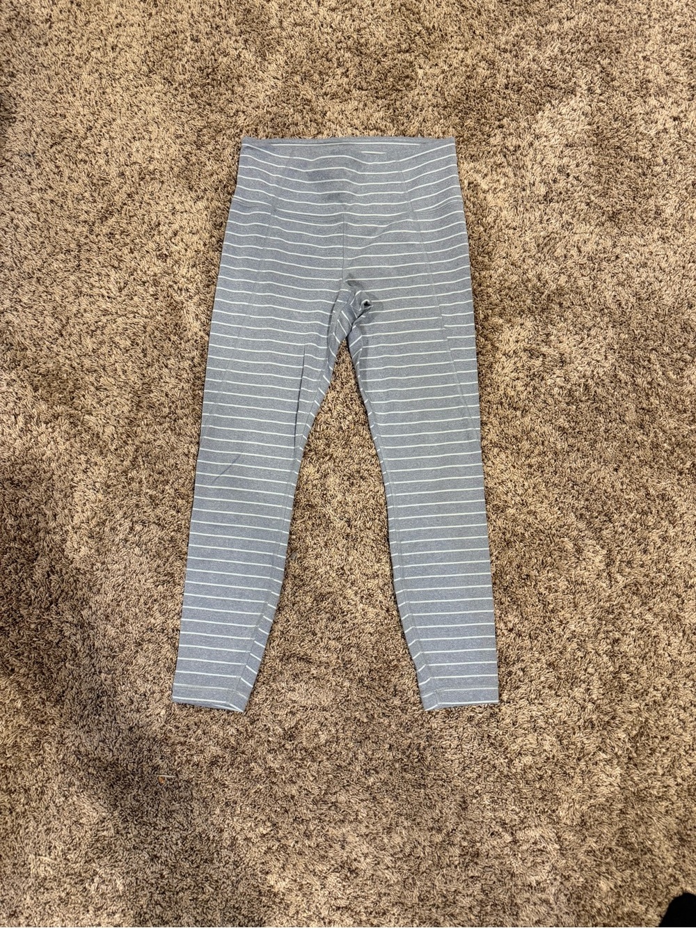 Athleta Gray and White Striped Leggings